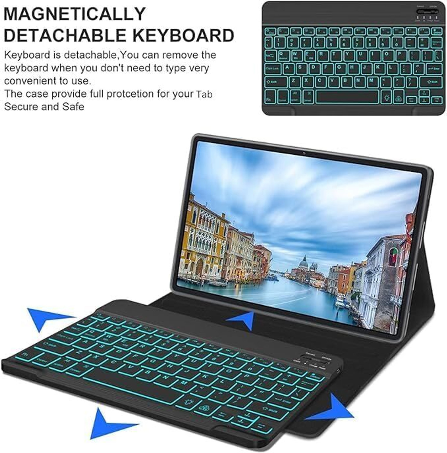Image of Proelite Keyboard case for OnePlus Pad Lite 11 inch, Built-in 7-Colors Backlit Bluetooth Standard Tablet Keyboard Compatible with Tablet