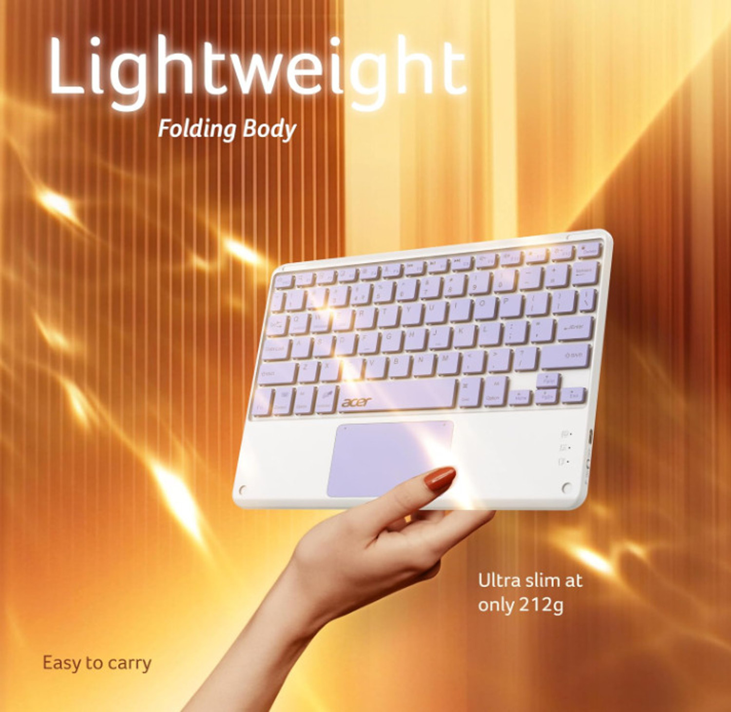 Image of Acer Nano Pad Touch Wireless Keyboard with Built-in Touchpad Bluetooth Standard Tablet Keyboard Compatible with iPad, Laptop, Mac, Tablet