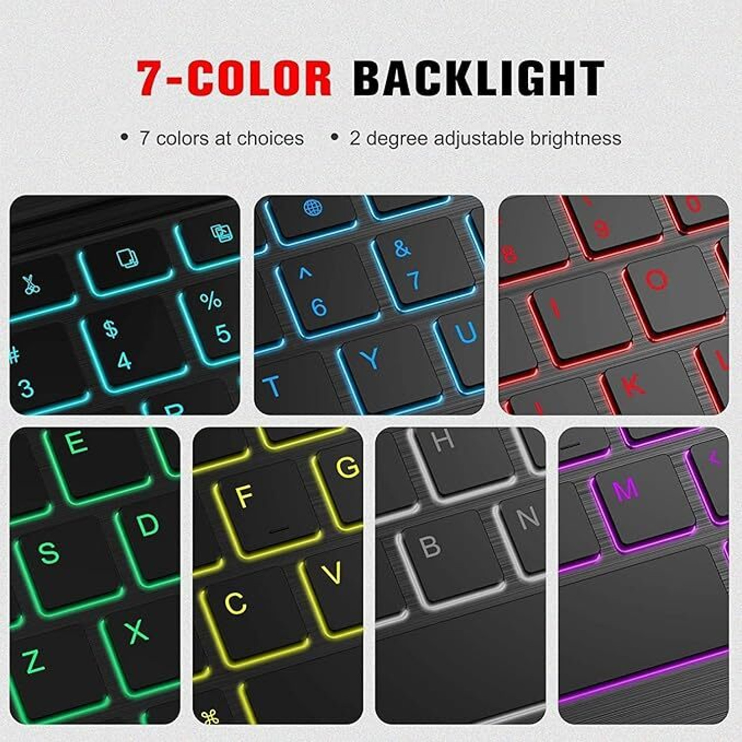 Image of Proelite TouchPad Keyboard case for Motorola Pad 60 Neo 11 inch Built-in 7-Colors Backlit Bluetooth Standard Tablet Keyboard Compatible with Tablet
