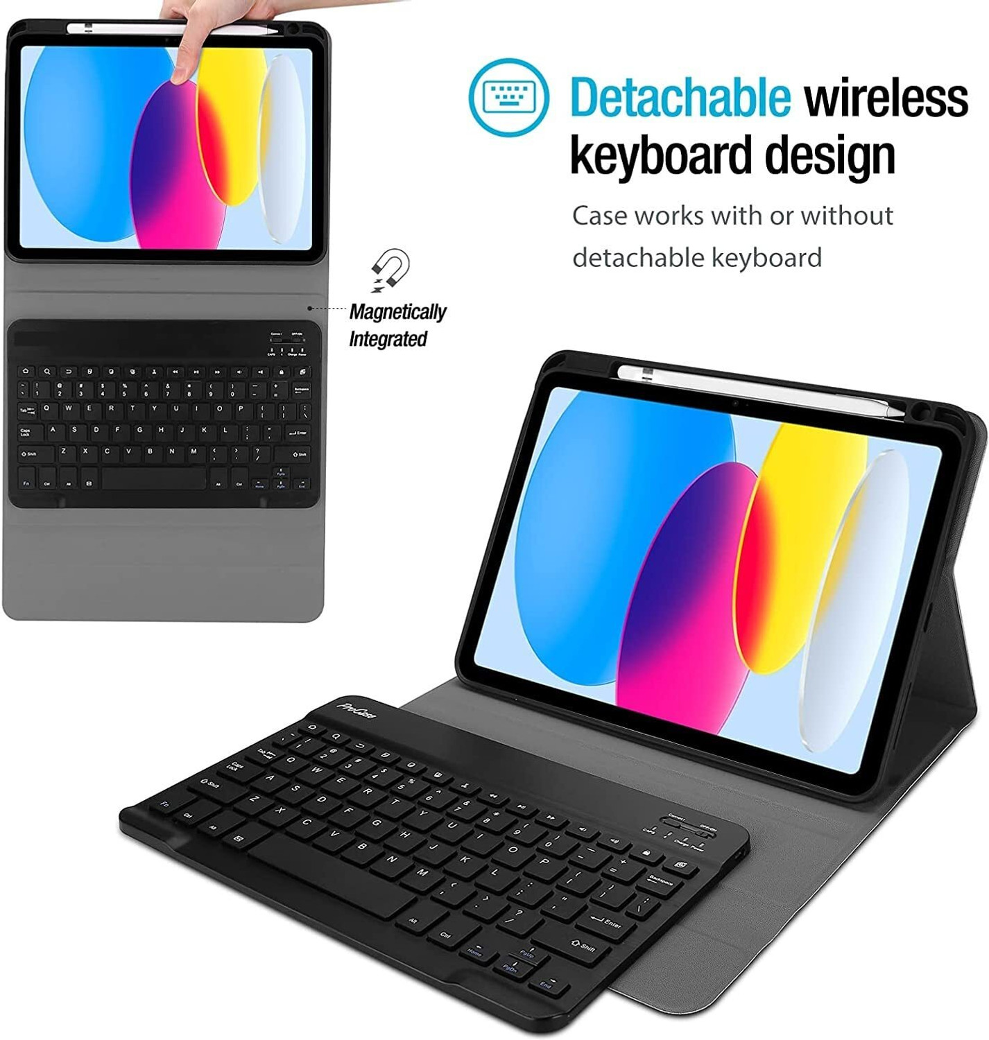 Image of Typecase Magnetic Detachable Keyboard Case for A16(11th Gen,2025) & 10th Gen Bluetooth Standard Tablet Keyboard Compatible with iPad, Tablet