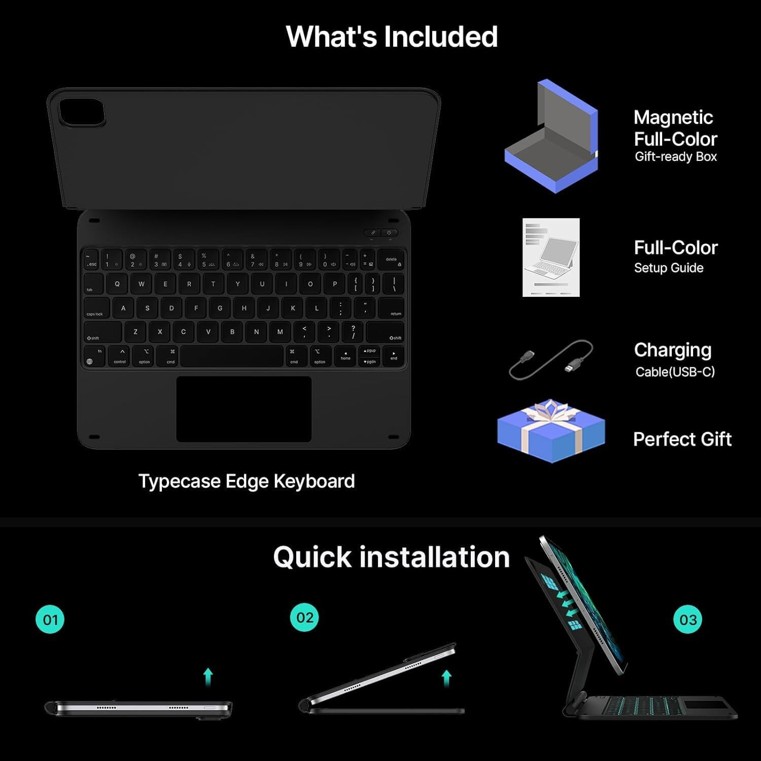Image of Typecase Edge for iPad Air 11(M4 /M3 /M2),Air 5th /4th & Pro 11(4th /3rd /2nd /1st) Bluetooth Standard Tablet Keyboard Compatible with iPad