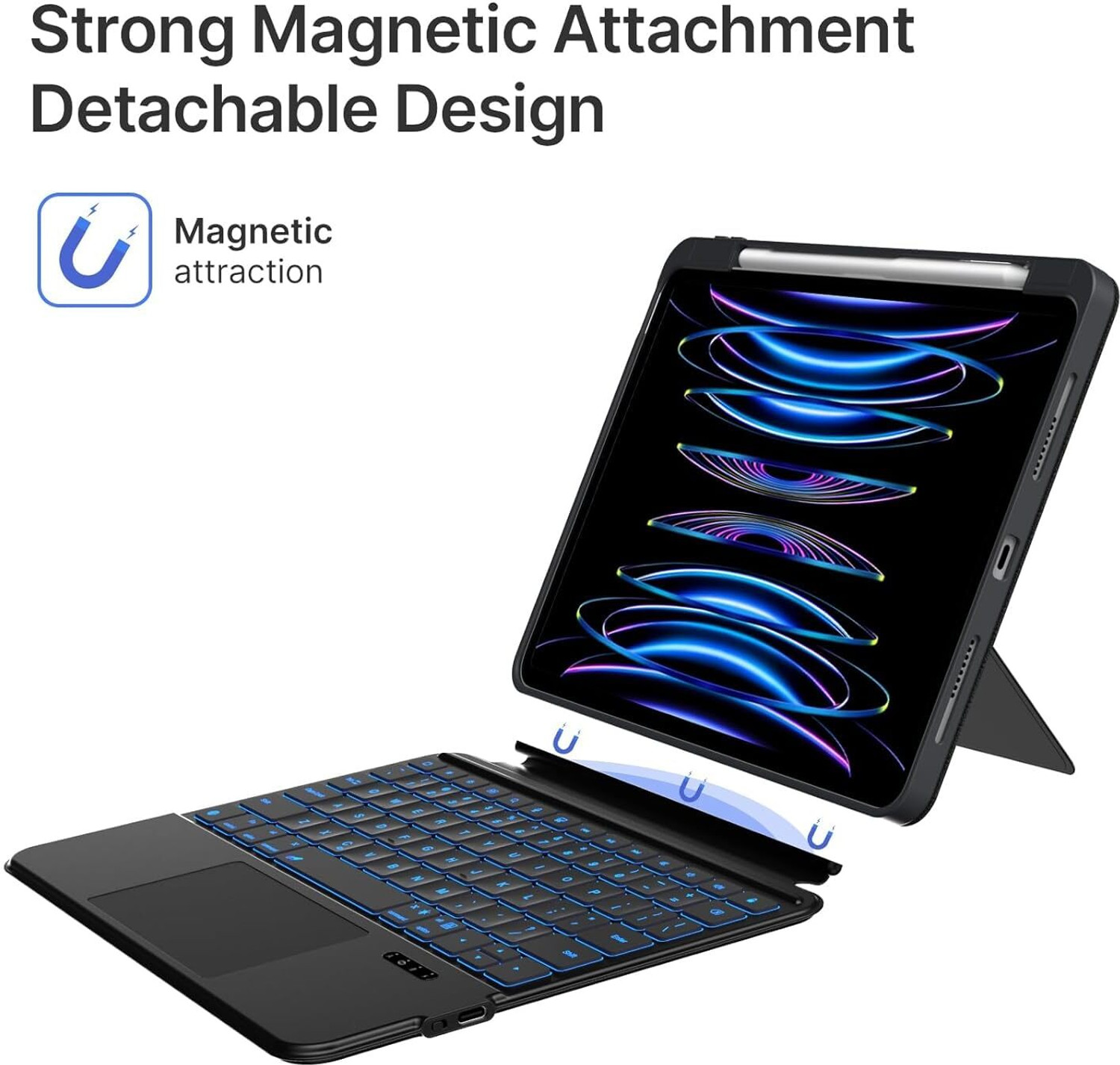 Image of Typecase Folio Duo for iPad Air 11 (M4 /M3 /M2),Air 5th /4th & Pro 11(4th /3rd /2nd /1st) Bluetooth Standard Tablet Keyboard Compatible with iPad