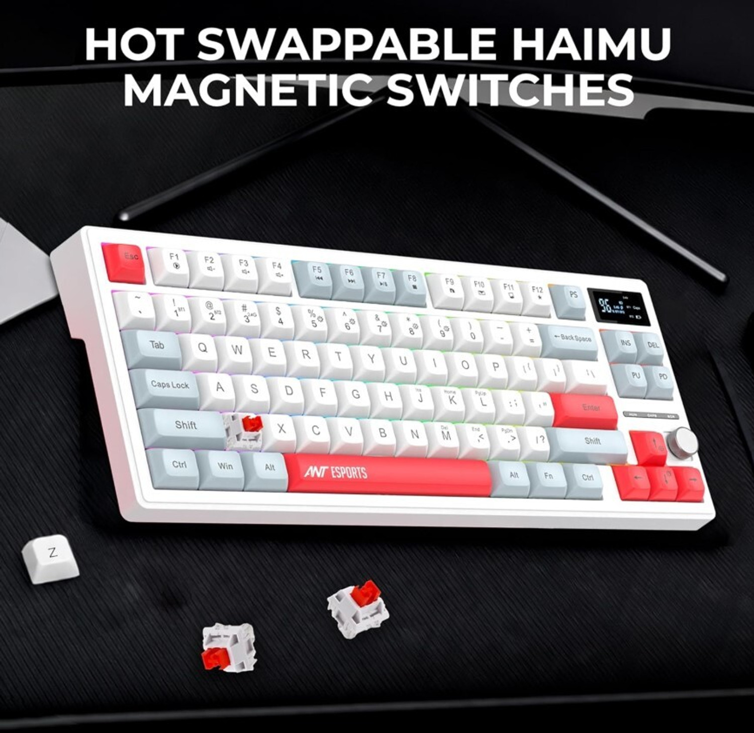 Image of Ant Esports Apex 200 - White Wireless, Wired USB, Bluetooth Tenkeyless Gaming Keyboard Compatible with Mac, iPad, Tablet