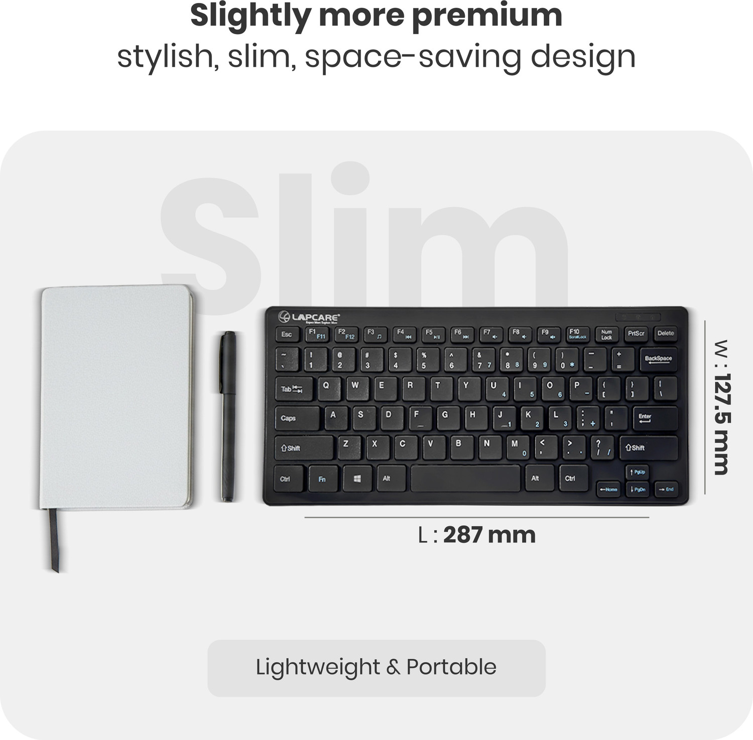 Image of LAPCARE D-Lite + BLK Wireless Laptop-size Laptop Keyboard Compatible with Desktop, Laptop, Mac