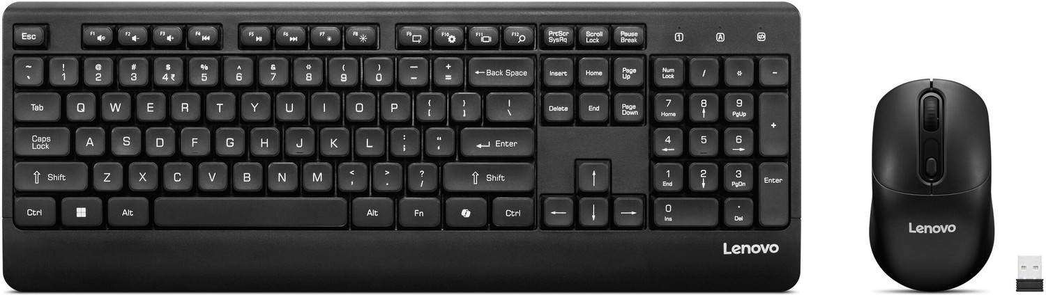 Image of Lenovo 210 USB-A Wireless combo Wireless Standard Laptop Keyboard Compatible with Laptop