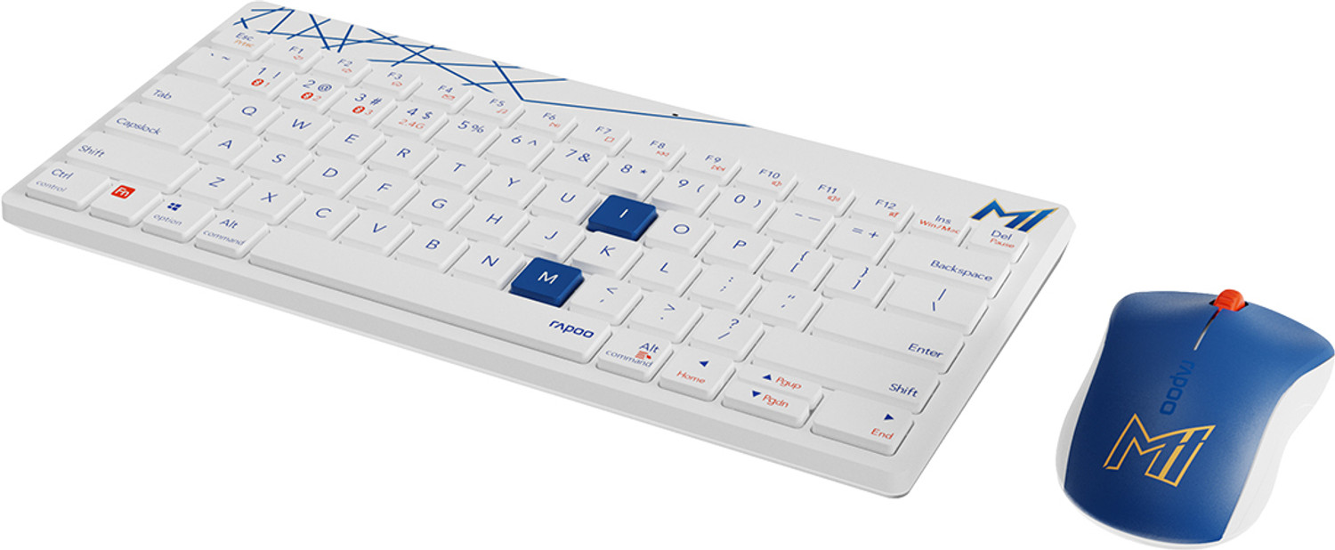 Image of RAPOO 8000M MI White Bluetooth Tenkeyless Multi-device Keyboard Compatible with Desktop, Laptop, Mac