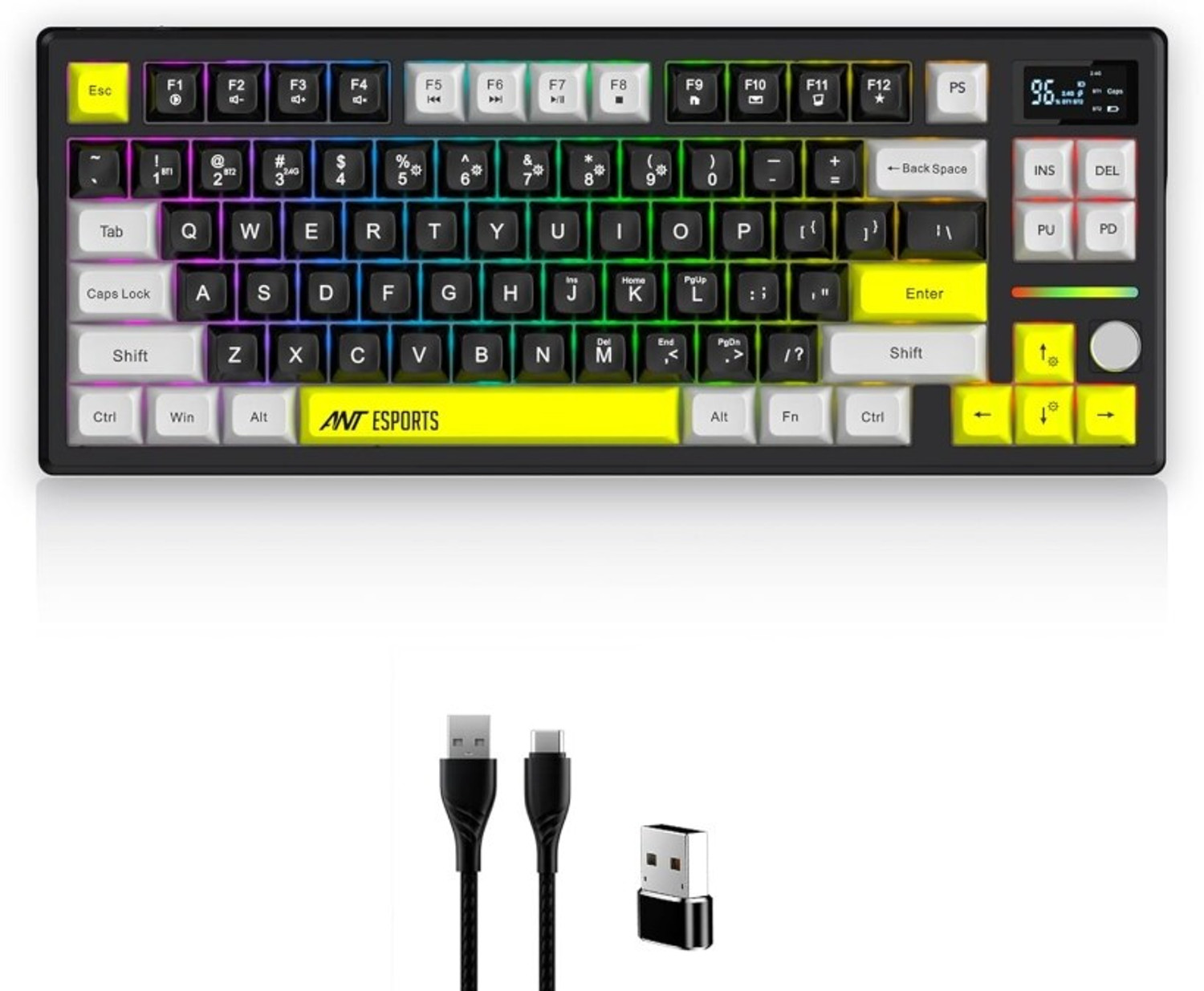 Image of Ant Esports Apex 200 - Black Wireless, Wired USB, Bluetooth Tenkeyless Gaming Keyboard Compatible with Mac, iPad, Tablet