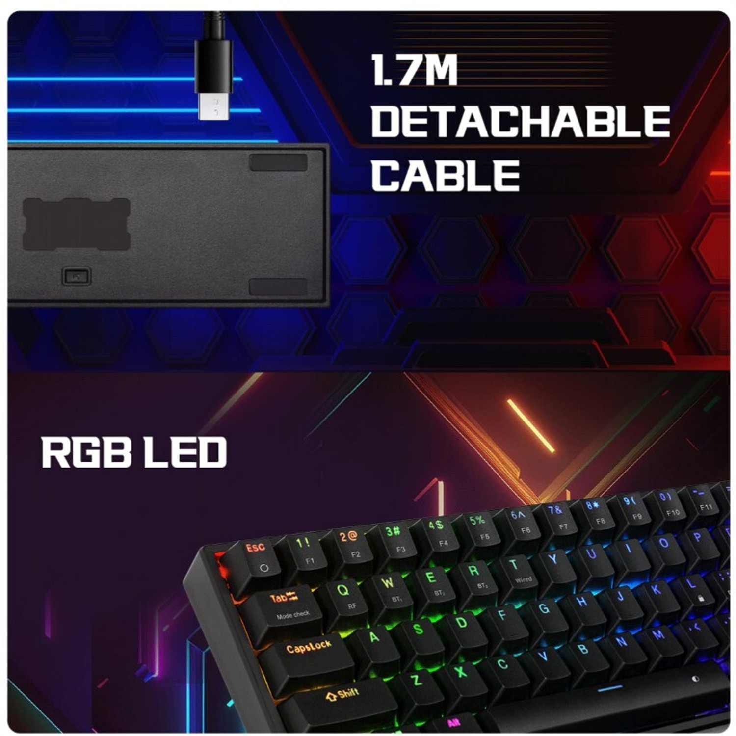 Image of Cosmic Byte CB-GK-40 Artemis Wired USB, Wireless, Bluetooth Tenkeyless Gaming Keyboard Compatible with Desktop