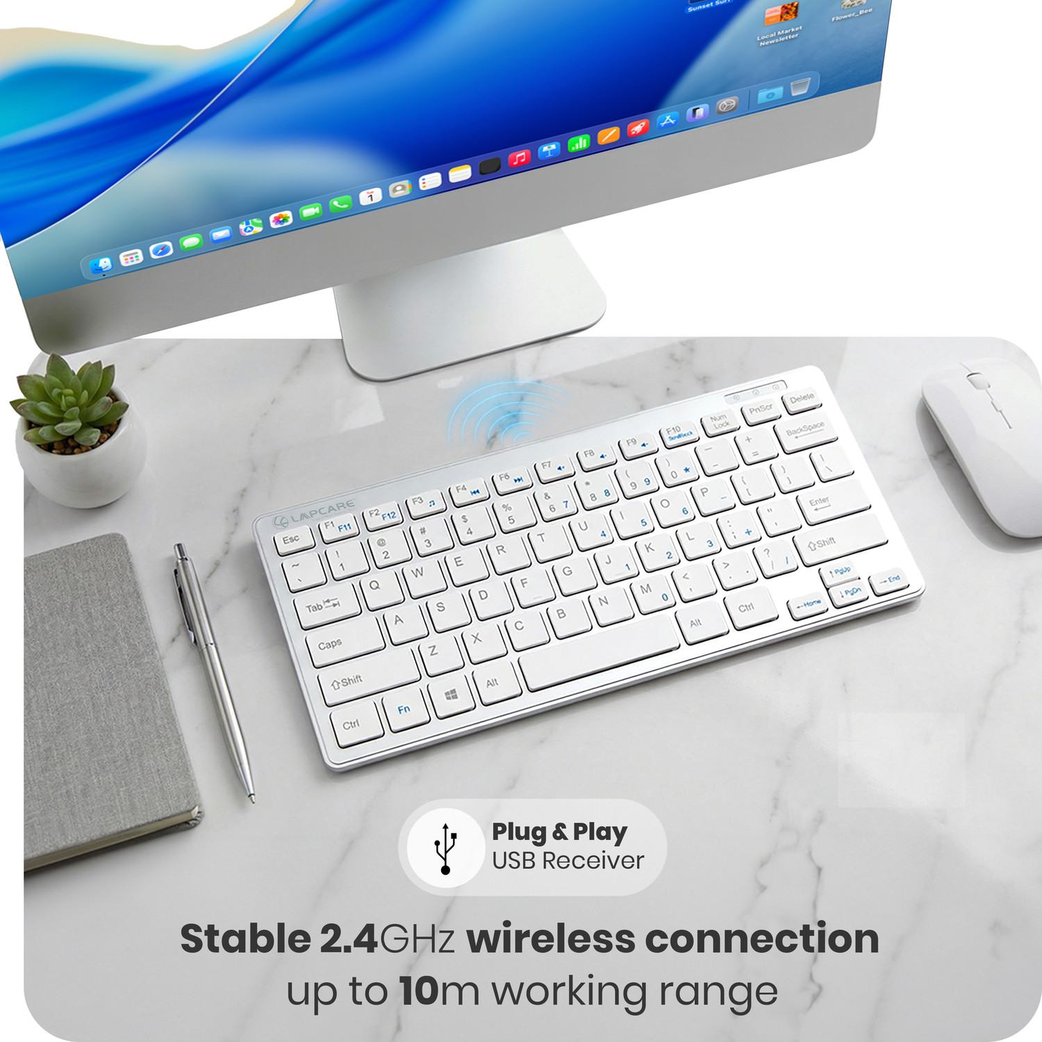Image of LAPCARE LKB-D-Lite+Silver Wireless Laptop-size Laptop Keyboard Compatible with Desktop, Laptop, Mac