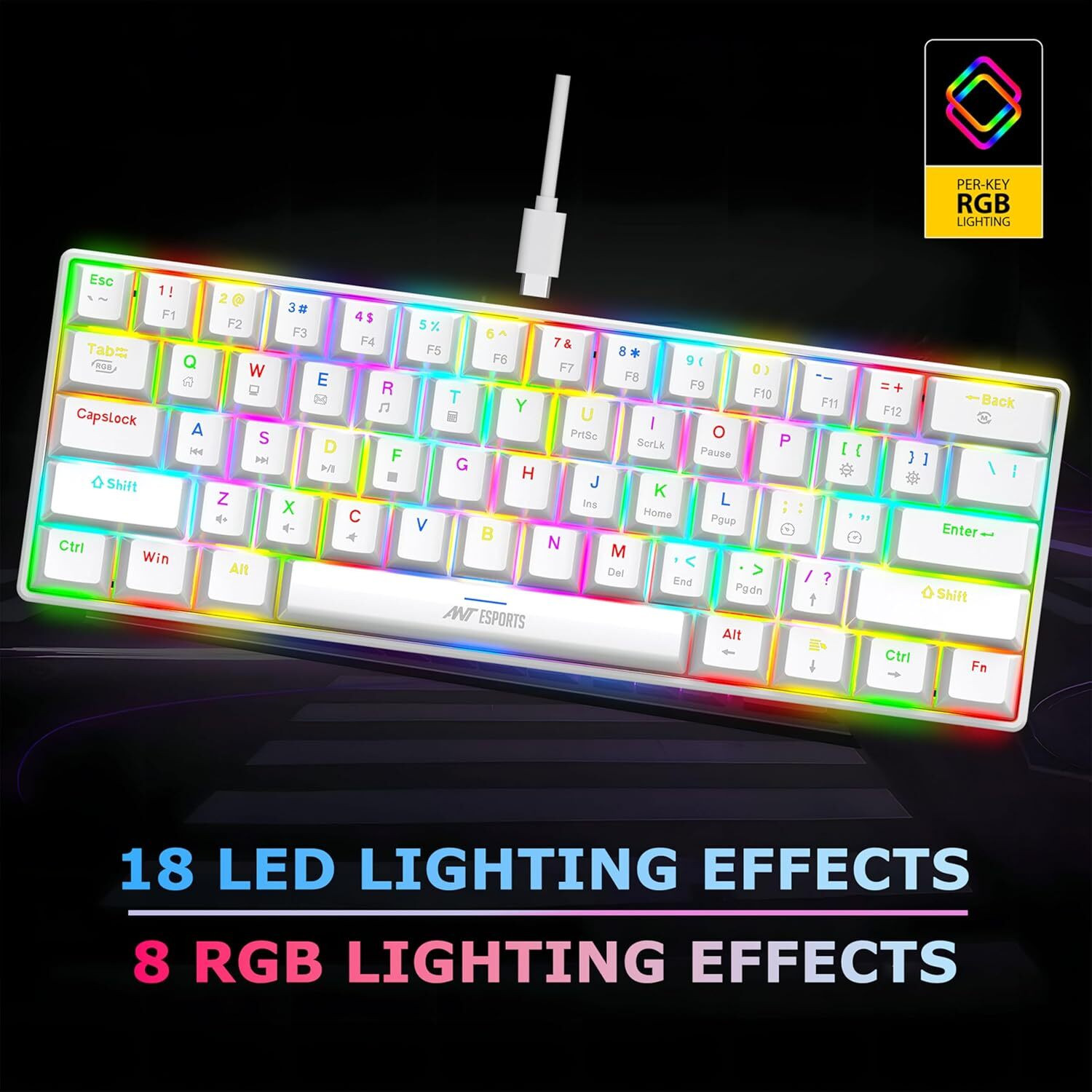 Image of Ant Esports MK1300 V2 Wired USB Standard Gaming Keyboard Compatible with Desktop, Laptop, Tablet, Mac