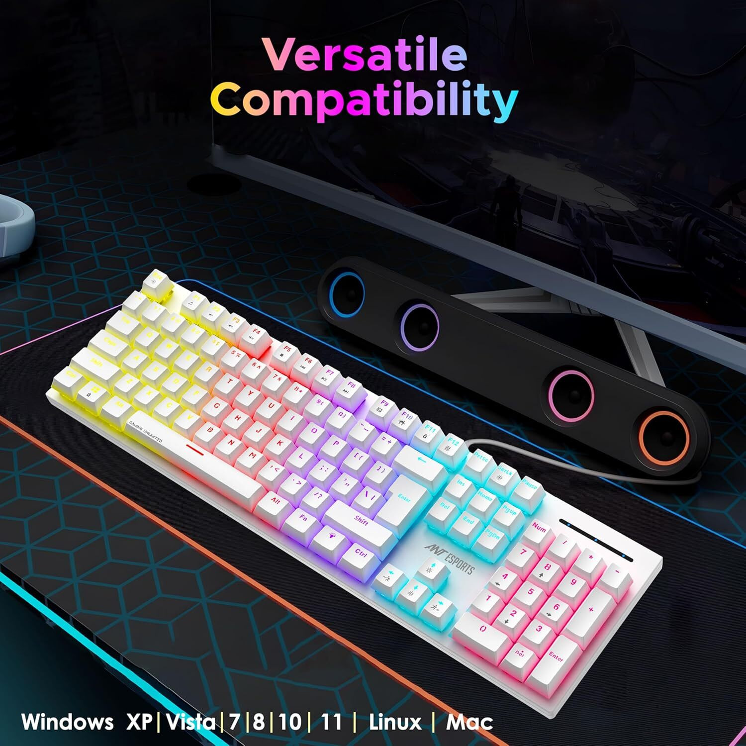 Image of Ant Esports MK3400 PRO V3 Wired USB Standard Gaming Keyboard Compatible with Desktop, Mac Brown Switches