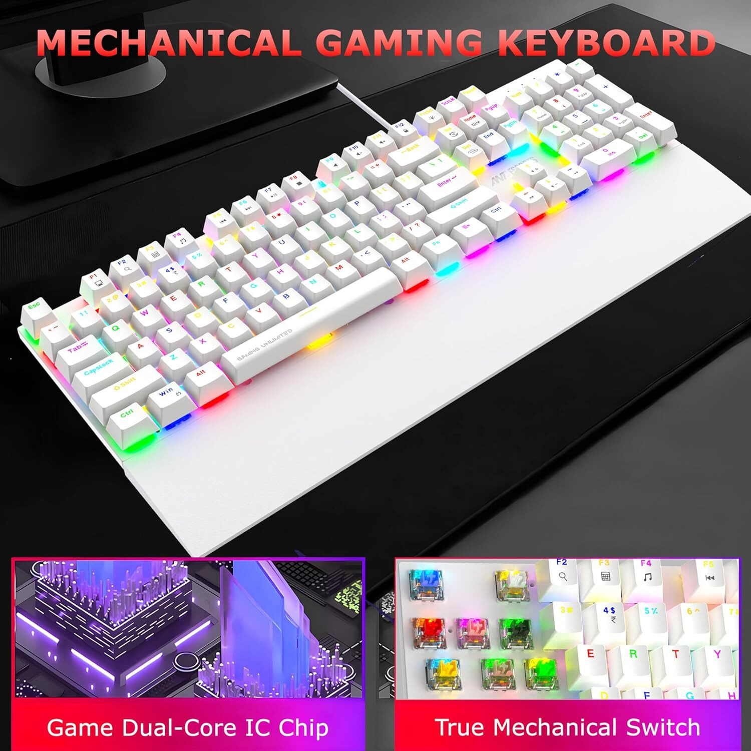Image of Ant Esports MK4100 Wired USB Standard Gaming Keyboard Compatible with Desktop, Laptop