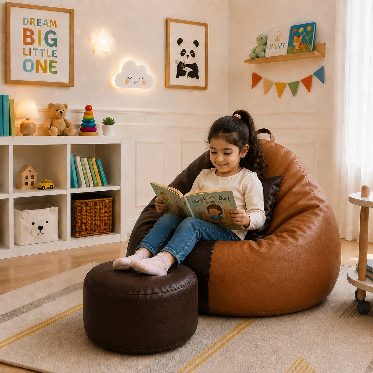 Aarsu Traders Teardrop Bean Bag Cover Leatherette XXL Teardrop Kid Bean Bag