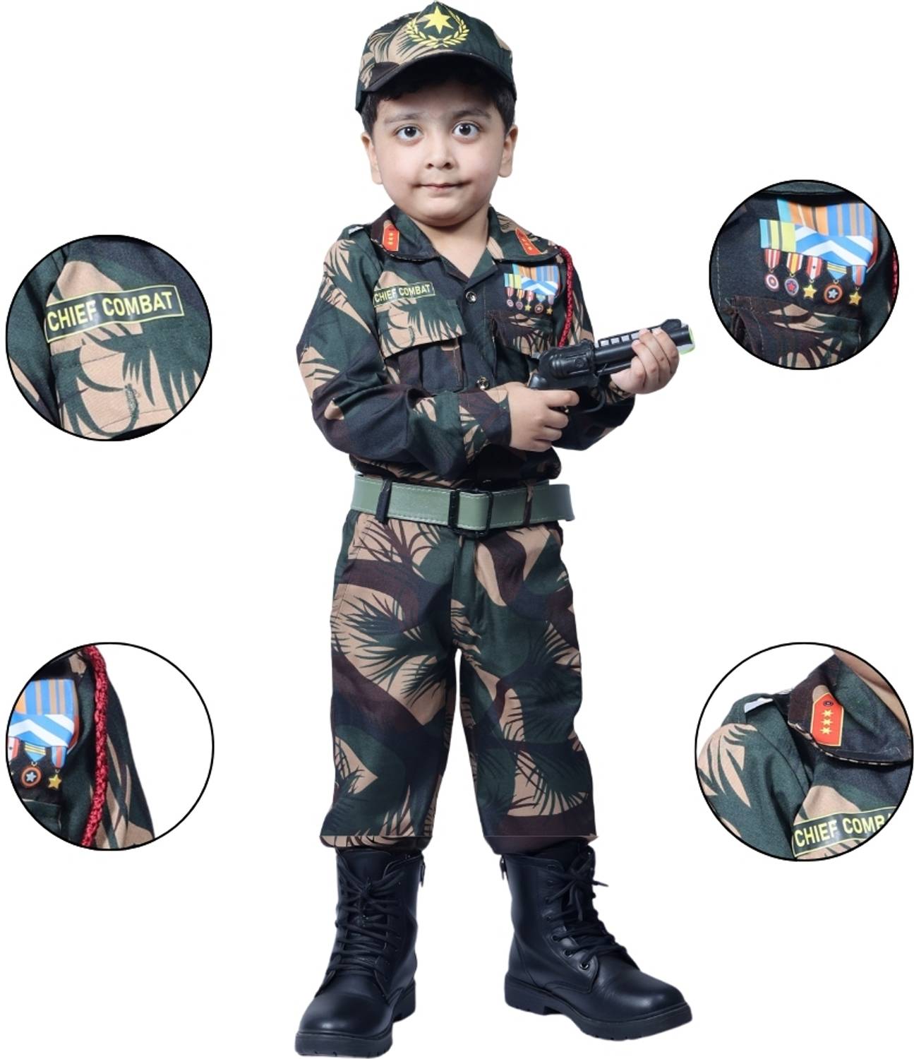 Aavashyak Army Dress For Kids | Kids Army Costume | Military Costume Set With Accessories Kids Costume Wear