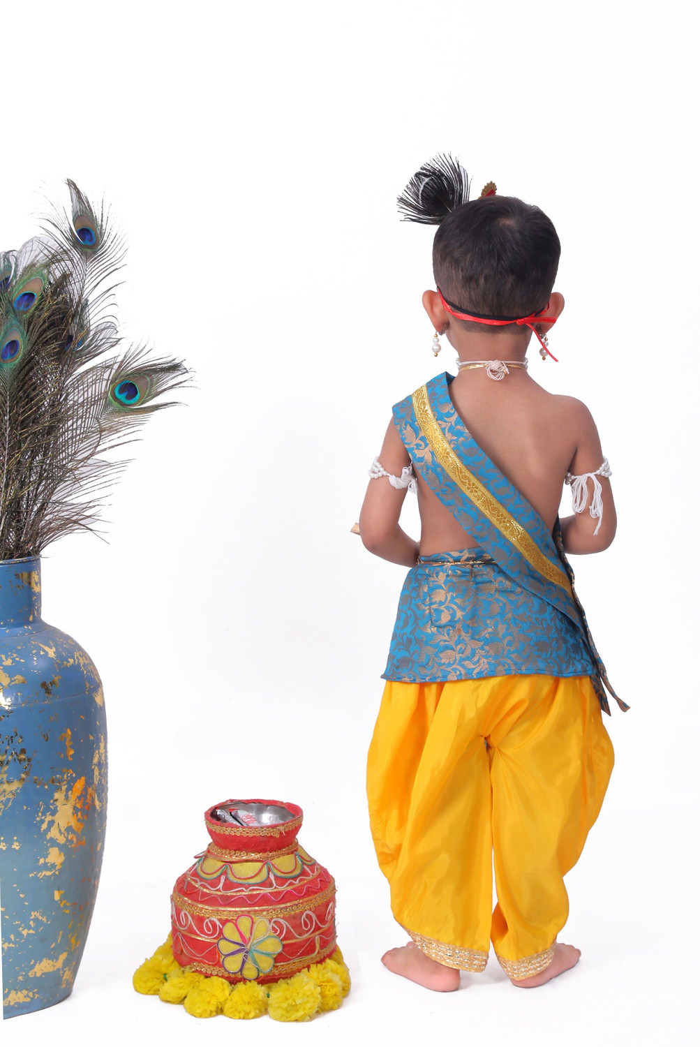 Image of Raj Costumes krishna Dress for Kids with Jewellery Accessories for baby Boy & Girls Kids Costume Wear