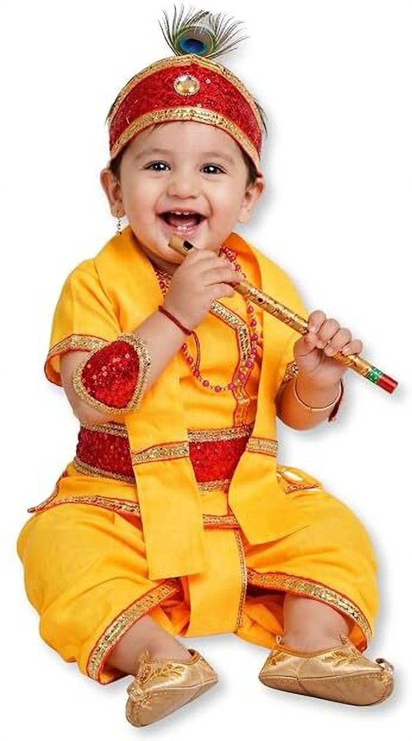 KAKU FANCY DRESSES Krishna Costume for Kids, Cotton Krishna Dress For Boys, Kanha Fancy Dress -12M Kids Costume Wear