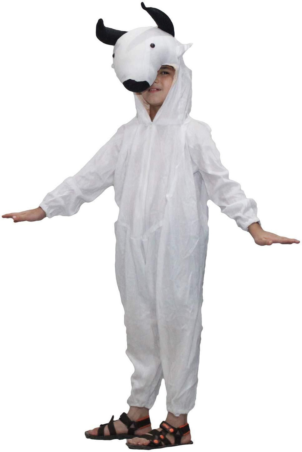 Image of KAKU FANCY DRESSES Cow Dress for Boys & Girls, Domestic Farm Animal Costume - White, 7-8 Years Kids Costume Wear