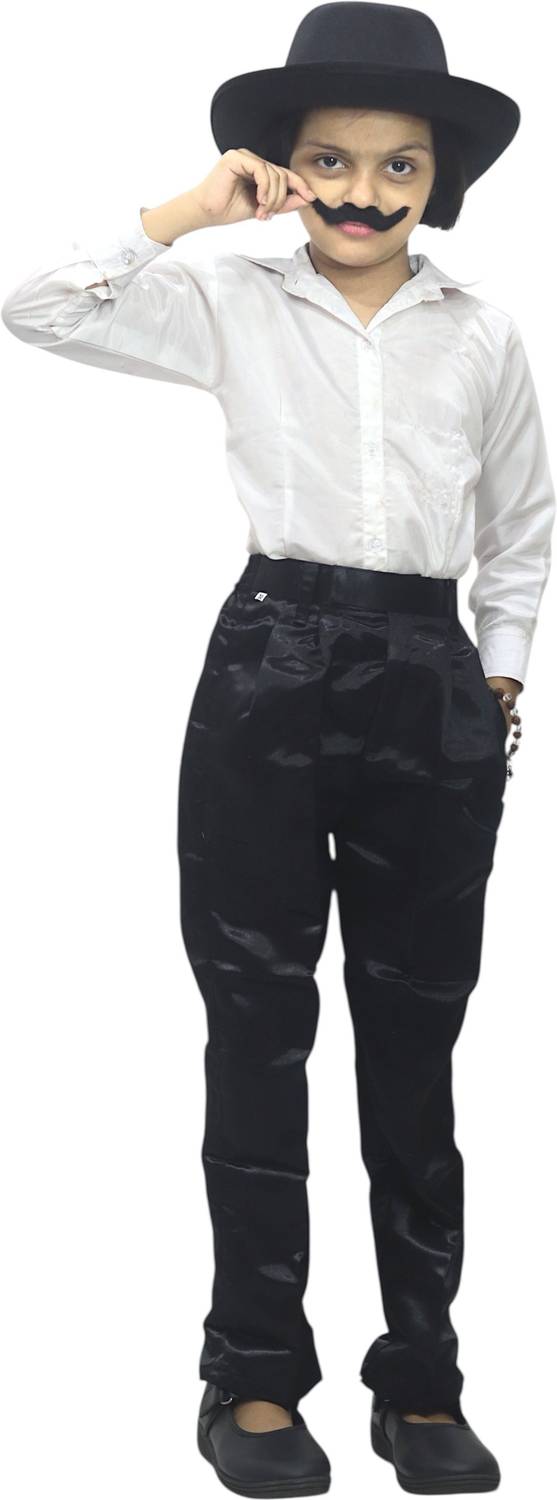 Krishna Enterprises Bhagat Singh Costume for kids/ white Shirt And Black Pant with Cap. Kids Costume Wear