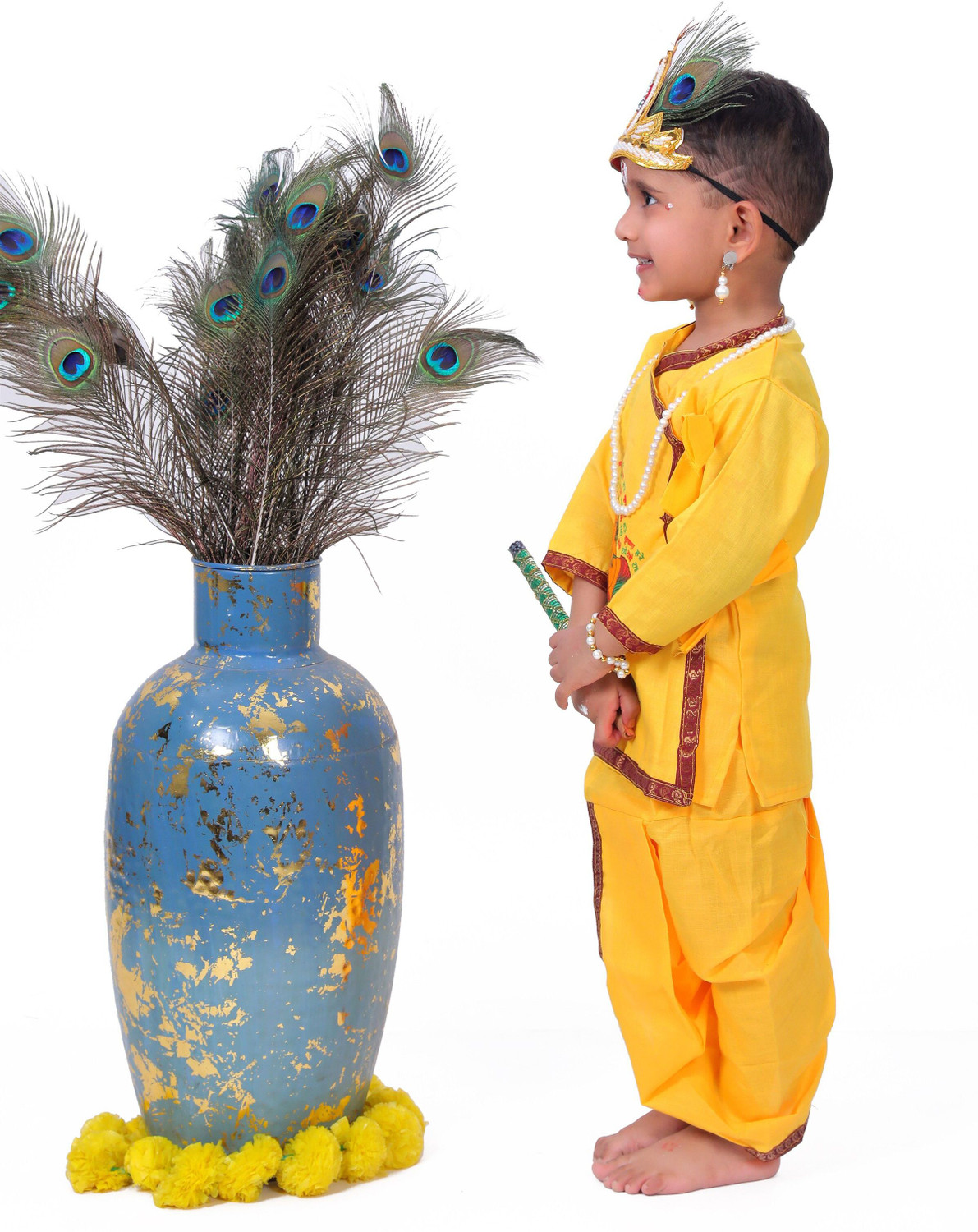 Image of Raj Fancy Dresses Radha and krishna Dress for Kids with Jewellery Accessories for baby Boys Girls Kids Costume Wear