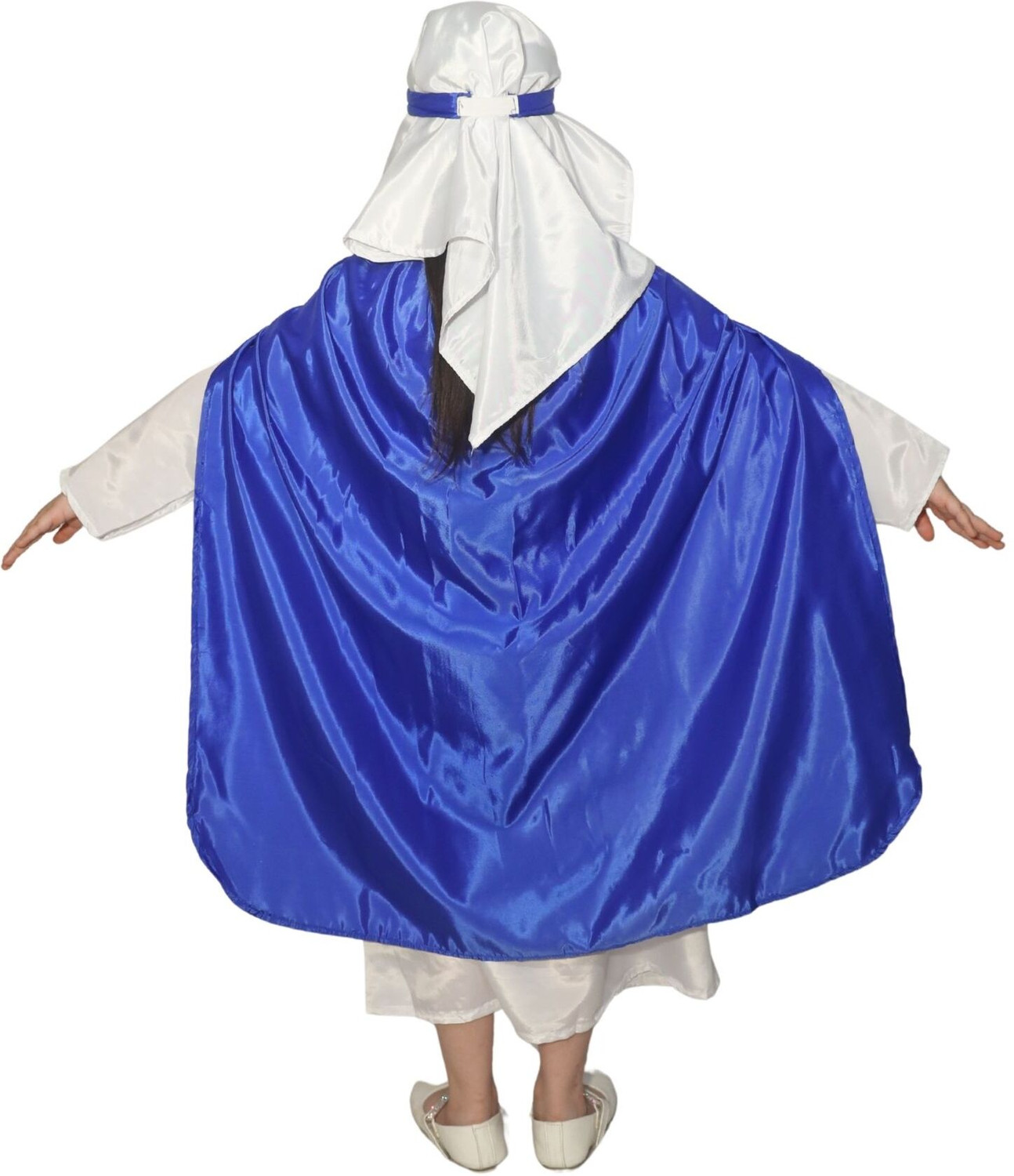 Image of KAKU FANCY DRESSES Mother Marry Christmas Day Costume -White & Blue, 15-16 Years, For Girls Kids Costume Wear