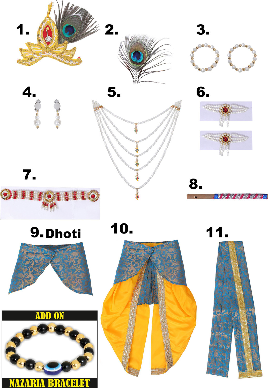 Image of Raj Fancy Dresses Raj Fancy Dresses Krishna Dress for Kids 3 Months, Janmashtami Jewellery Kids Costume Wear