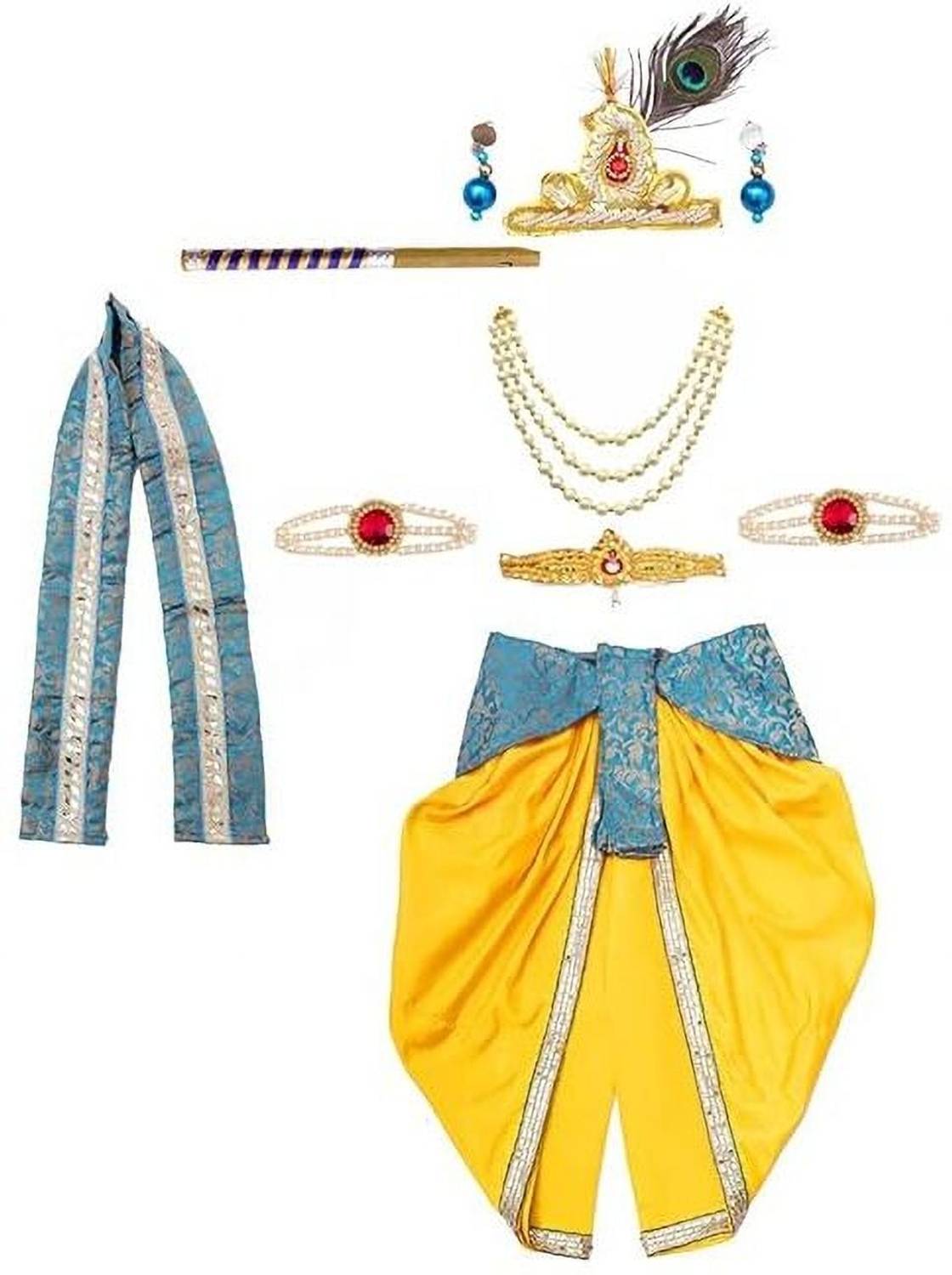 Kinder Feb Krishna Costume with Accessories Kids Costume Wear