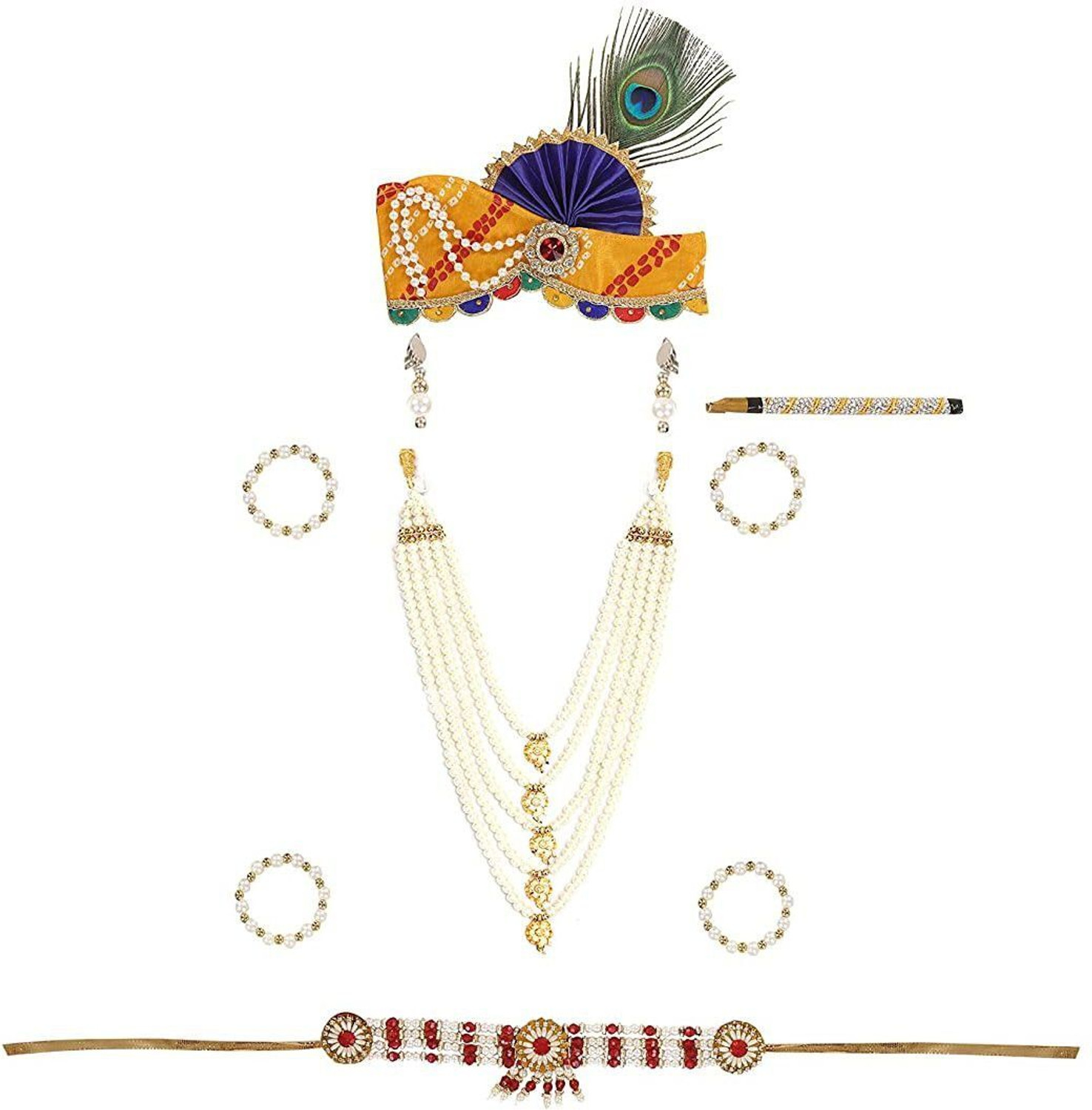 Image of Raj Fancy Dresses Krishna Dress for Kids with Janmashtami Jewellery Kids Costume Wear