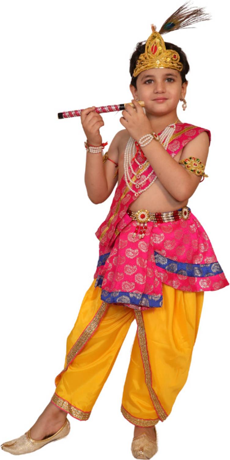 KAKU FANCY DRESSES Krishna Costume For Janmashtami /Bal Krishna With Jewellery, 2-3 Years Kids Costume Wear