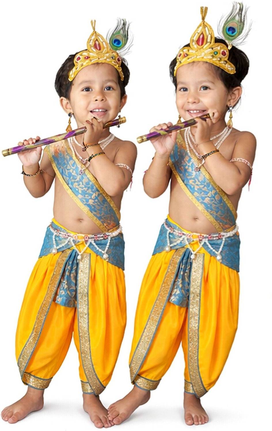 AKSHUNNASH TREND KRISHNA COSTUME YELLOW DHOTI SKY BLUE PATKA for kids fancy dress competition Kids Costume Wear