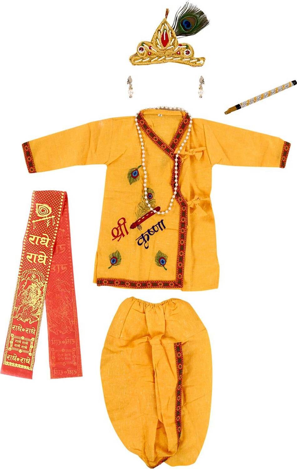Raj Fancy Dresses Radha and krishna Dress for Kids with Jewellery Accessories for baby Boy & Girls Kids Costume Wear