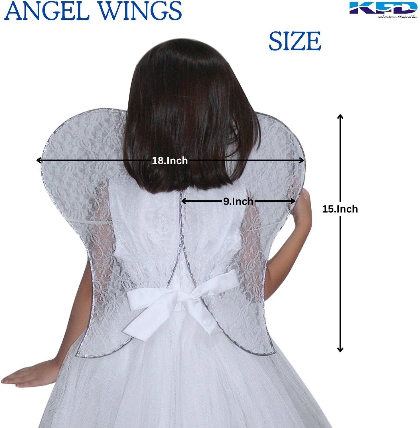 KAKU FANCY DRESSES White Angel Wings with Halo Headband for Girls