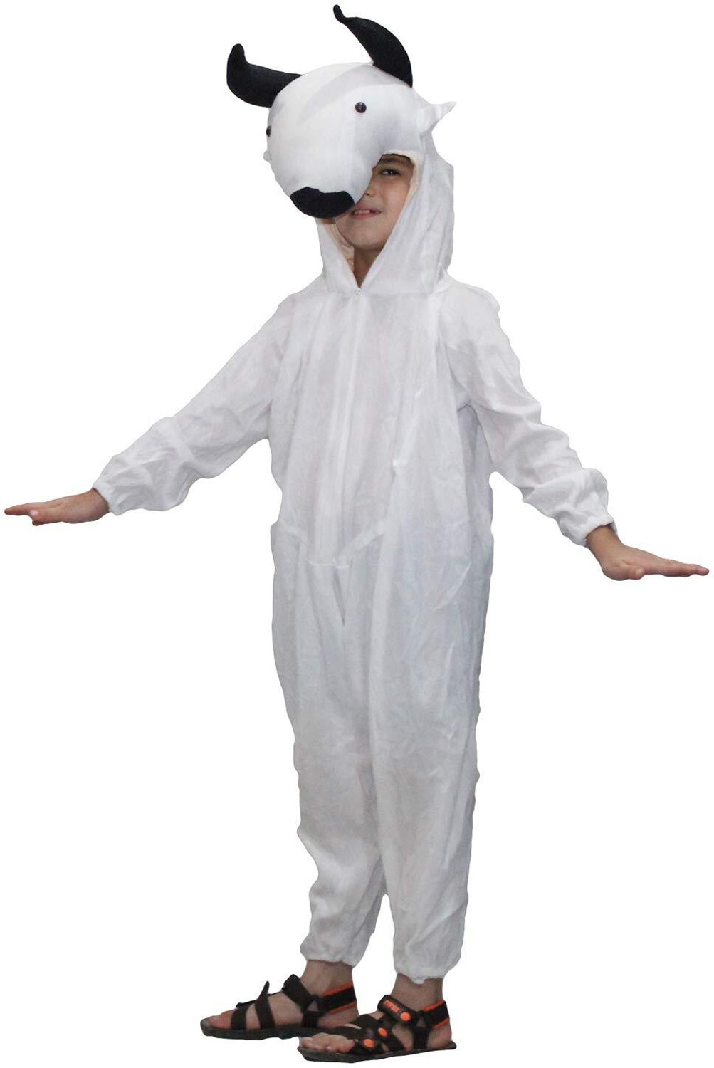 Image of KAKU FANCY DRESSES Cow Dress for Boys & Girls, Domestic Farm Animal Costume - White, 3-4 Years Kids Costume Wear