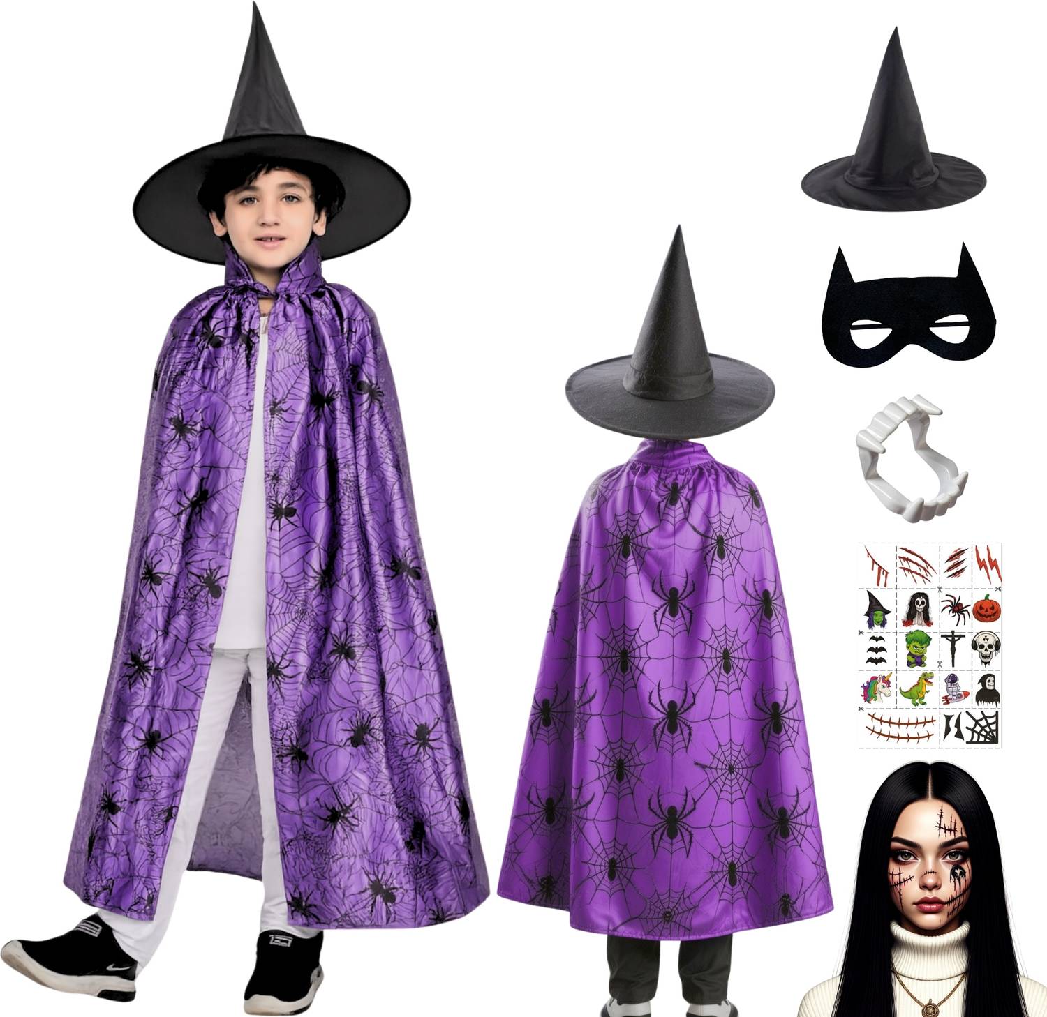 Aavashyak Halloween Spider Cape for Kids| Spider Costume for Boys & Girls| Hat & Felt Mask Kids Costume Wear