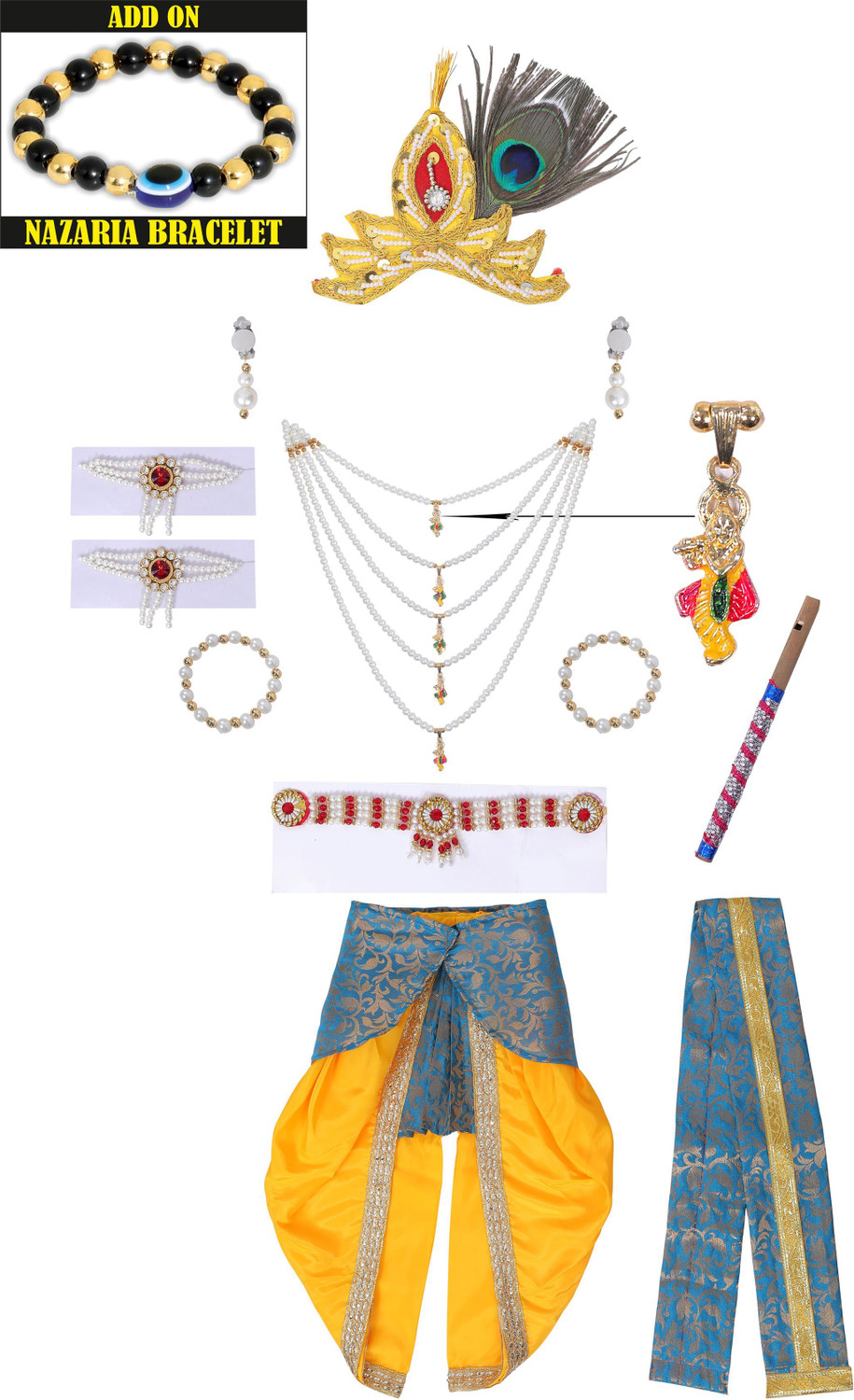 Image of Raj Fancy Dresses Raj Fancy Dresses Krishna Dress for Kids 3 Months, Janmashtami Jewellery Kids Costume Wear