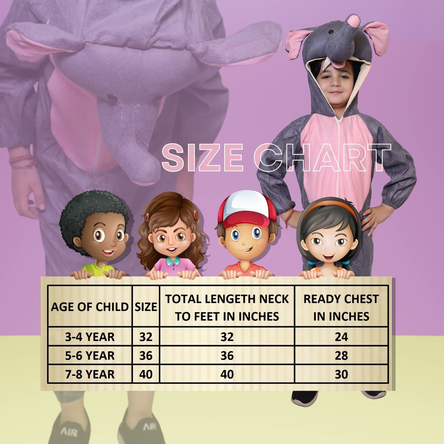 Image of KAKU FANCY DRESSES Elephant Dress for Boys & Girls, Wild Animal Costume - Grey, 7-8 Years Kids Costume Wear