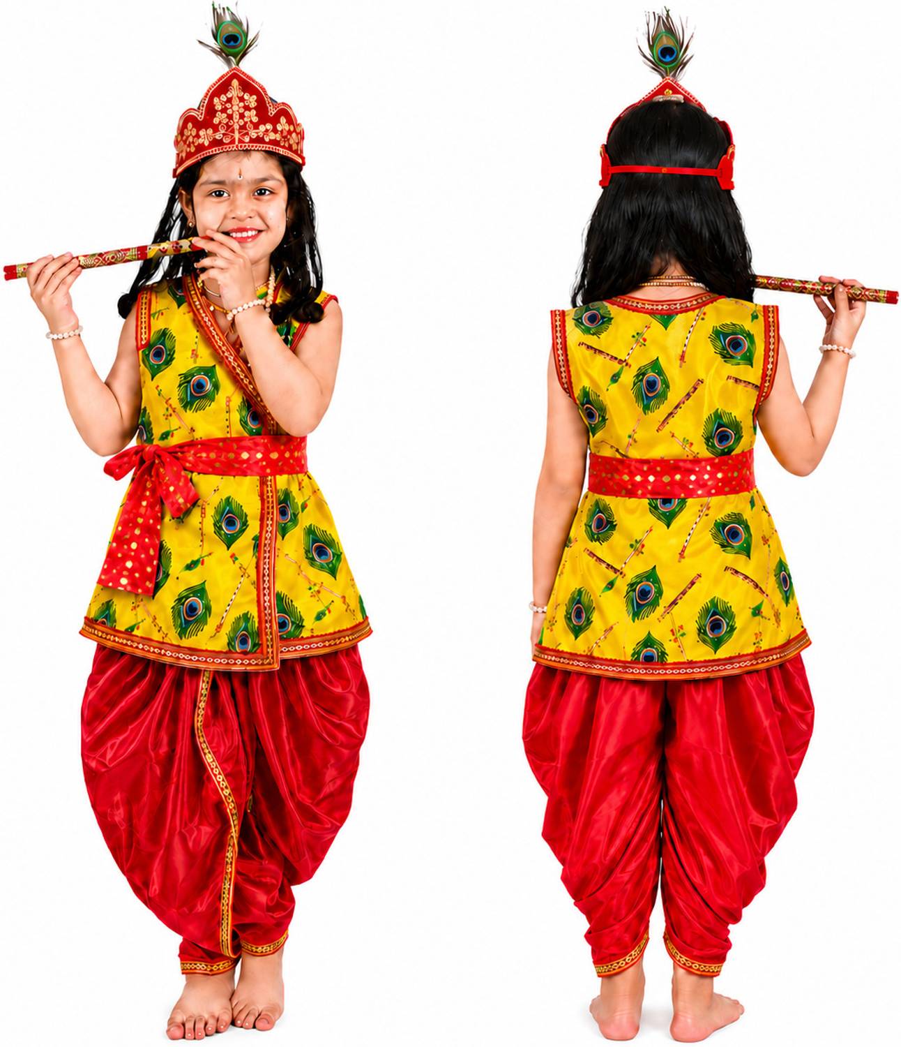 Aavashyak Krishna Dress Set for kids|Janamasthmi Kanha Costume with All Accessories Kids Costume Wear