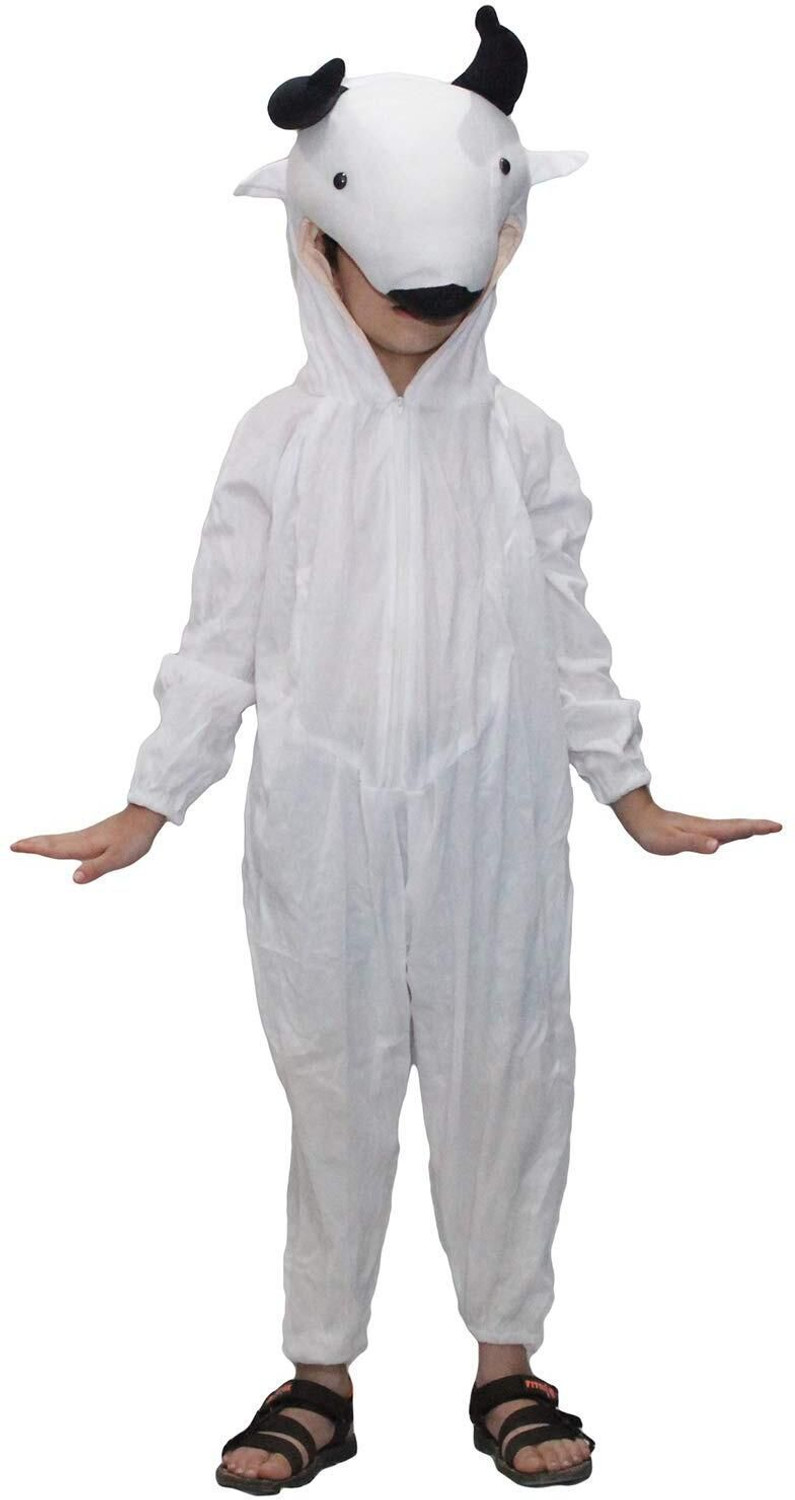 Image of KAKU FANCY DRESSES Cow Dress for Boys & Girls, Domestic Farm Animal Costume - White, 7-8 Years Kids Costume Wear