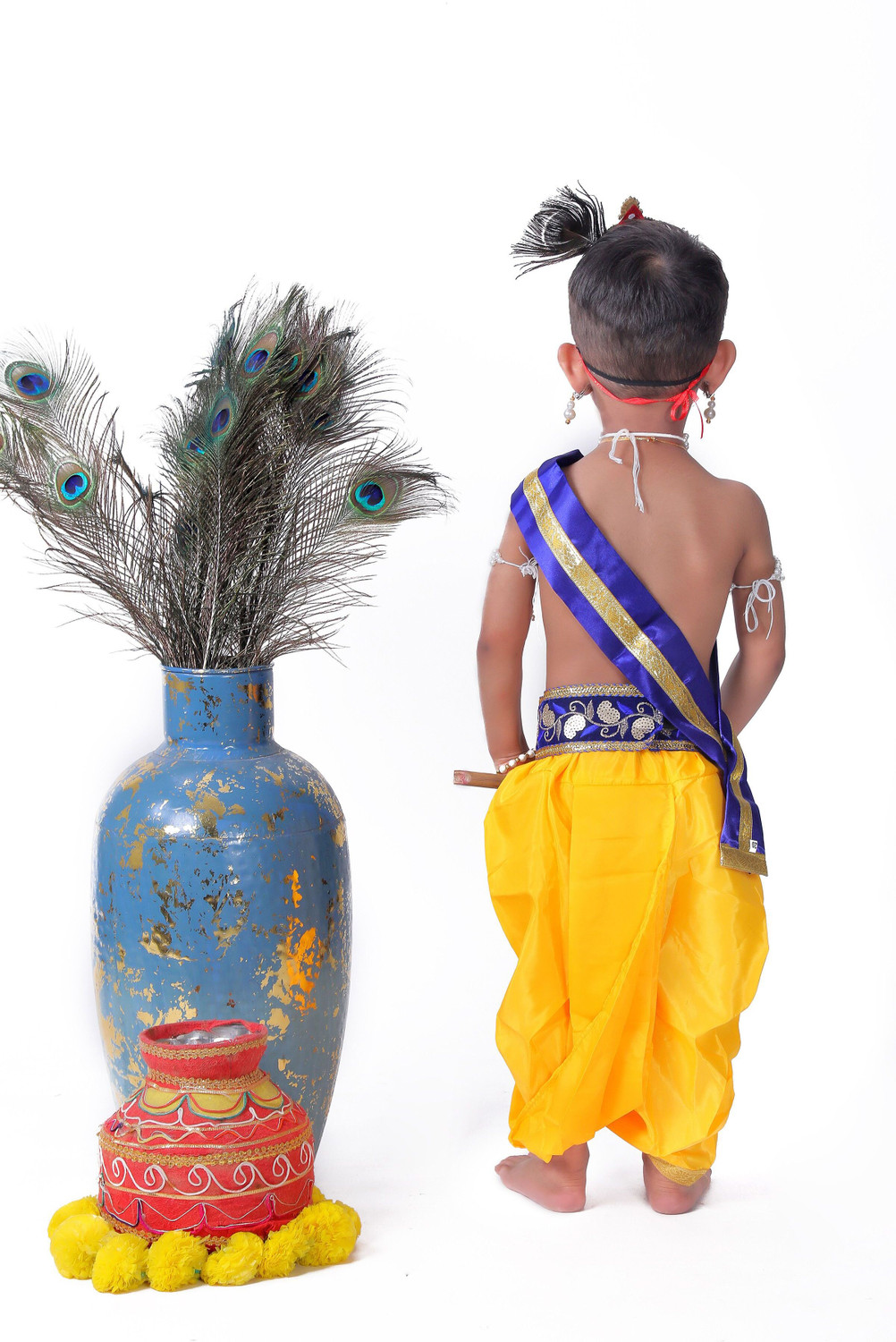 Image of Raj Costumes krishna Dress for Kids with Jewellery Accessories for baby Boy & Girls Kids Costume Wear