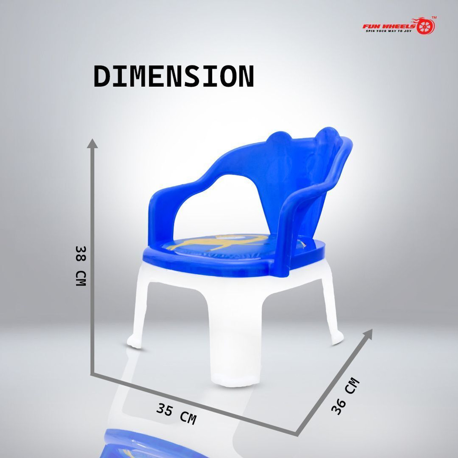 Image of FUN WHEELS Comfortable Kids Plastic Chair for Study, Play & Sitting (Blue) Plastic Chair (Finish Color - BLUE, Pre-assembled)