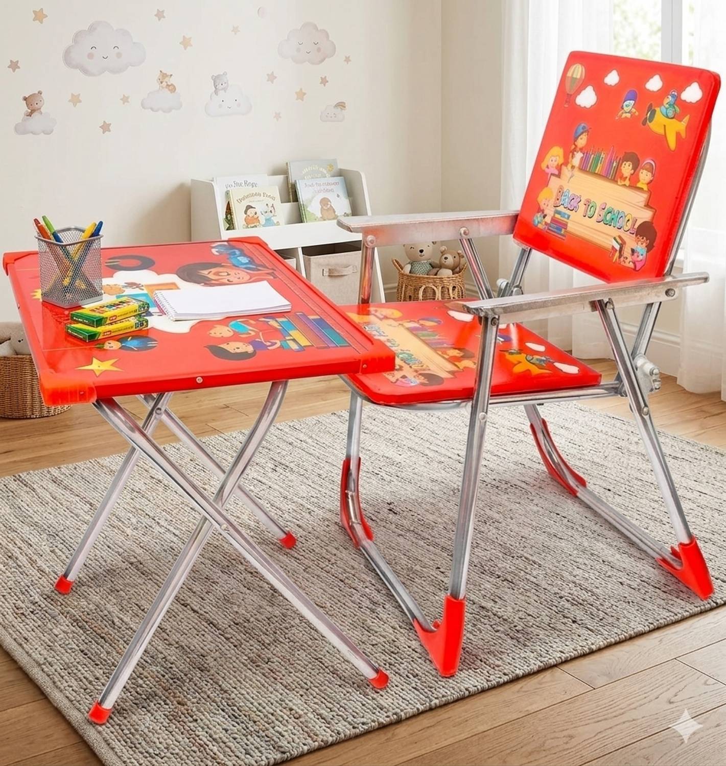 BEERIDE Red table chair set Leatherette Chair