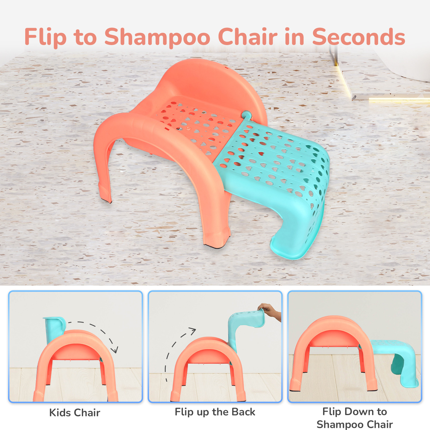 Image of R for Rabbit Jelly Bean 3-in-1 Baby Study / Shampoo & Kid Seating Chair with High Backrest Plastic Chair