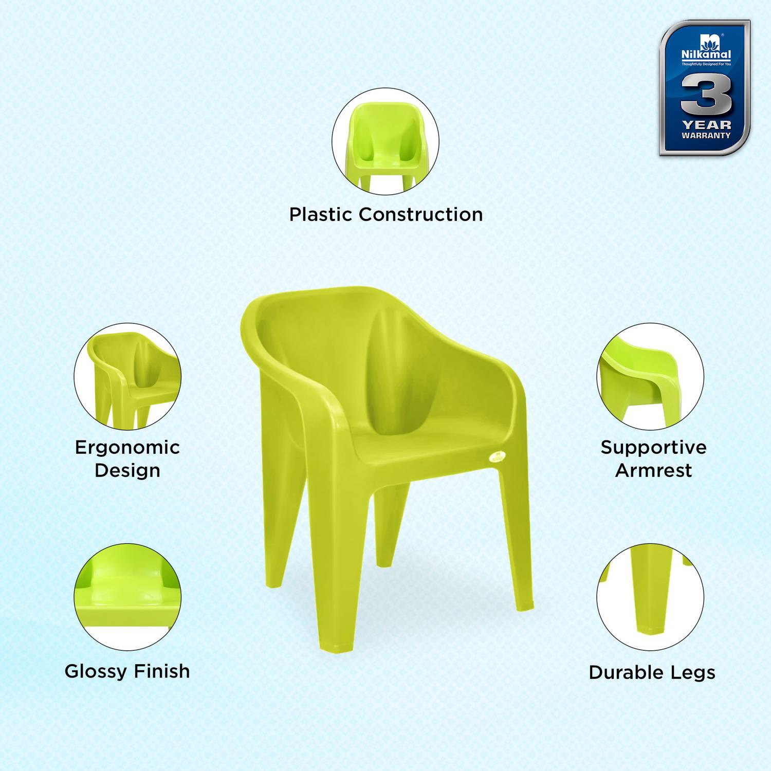Eeezygo Baby Chair Modern & Comfortable with Arm & Backrest for Study, Dining Plastic Chair - Image 2