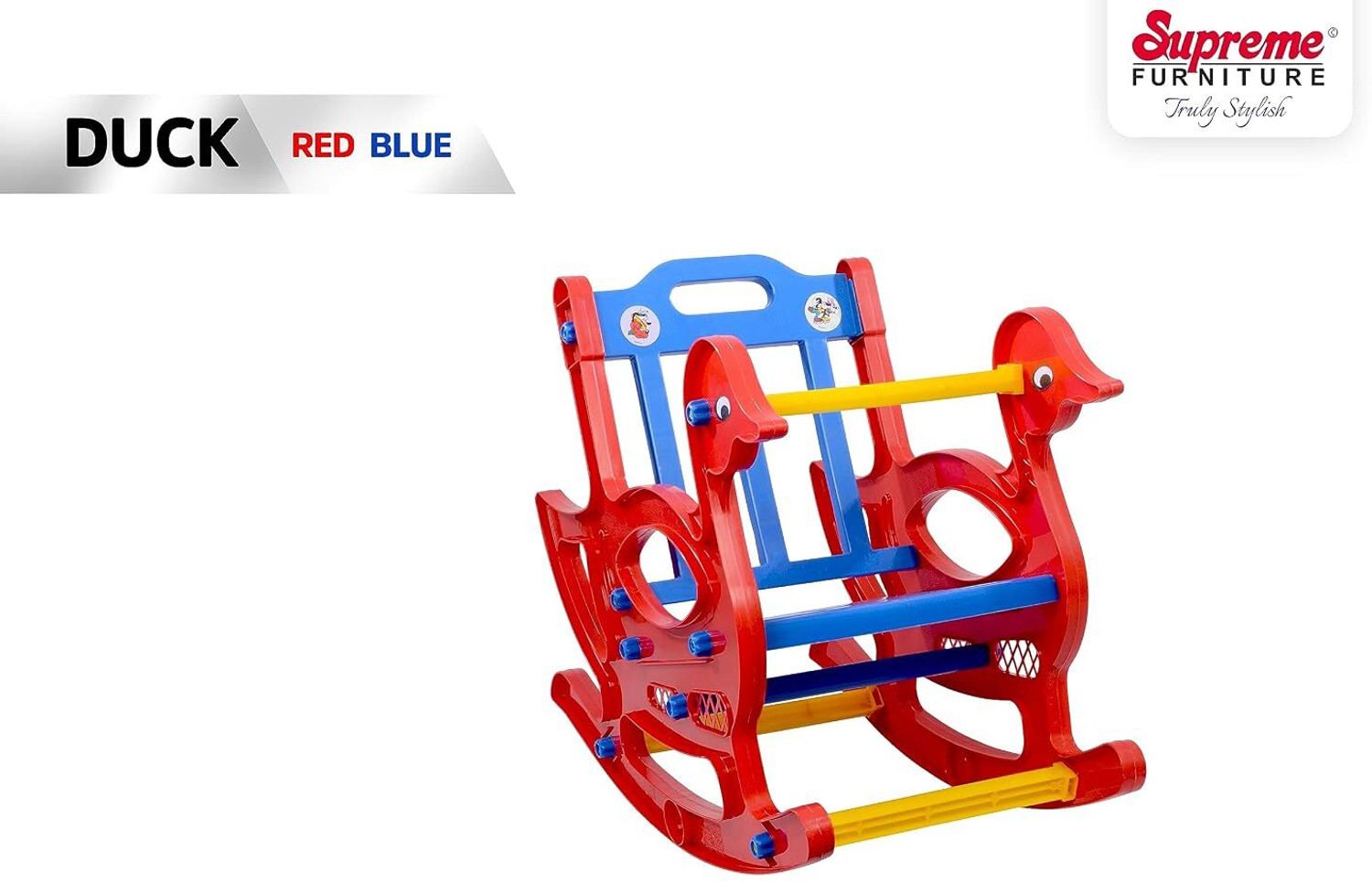 Image of Supreme Duck C Red /Blue Plastic Rocking Chair (Finish Color - Red-Blue, DIY(Do-It-Yourself))