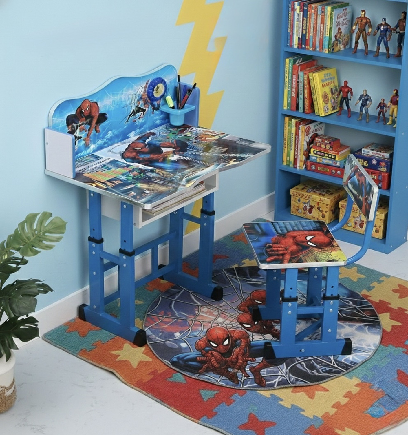 Image of Flipkart Perfect Homes Junior Kids Study Table and Chair | Adjustable height| 4-16 Years| Strong and Ergonomic engineered wood Desk Chair