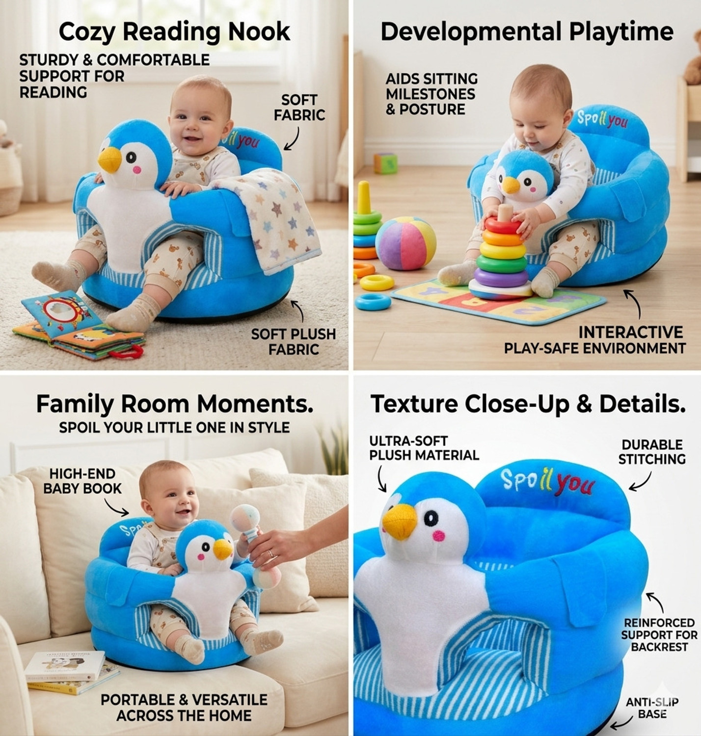 Image of VEERA HOMES Kids chair sofa seat for baby 0 to 2 years Fabric Chair