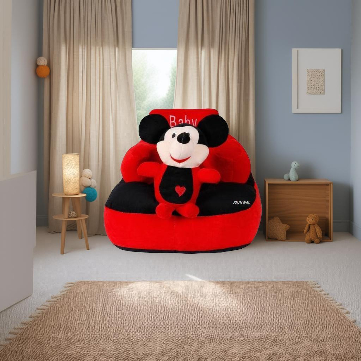 Image of Everyonic Soft Mickey Sofa Seat for Baby ( 0 to 4 years), Best gift for newborn kids, High quality soft teddy shape sofa /chair for new born Fabric Sofa