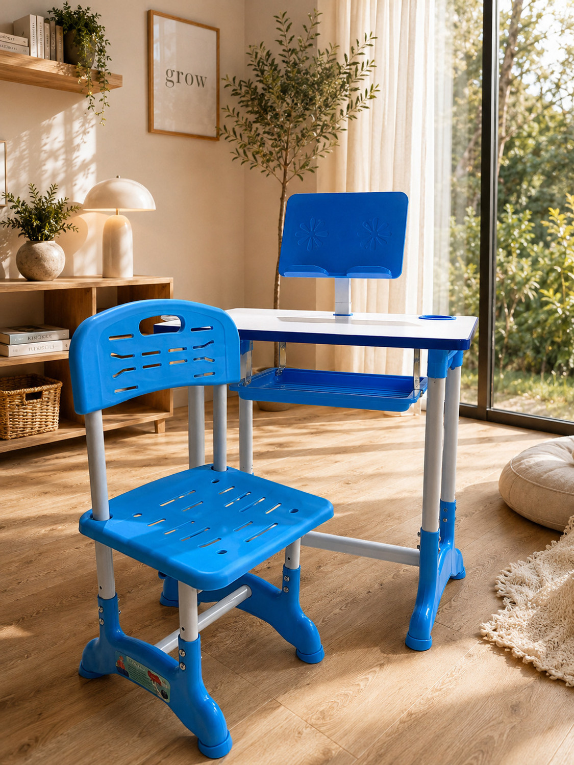 Image of MY LITTLE TOWN Kids study Desk & Chair with Adjustable Height| 5-15 Years |Study table & chair engineered wood Desk Chair