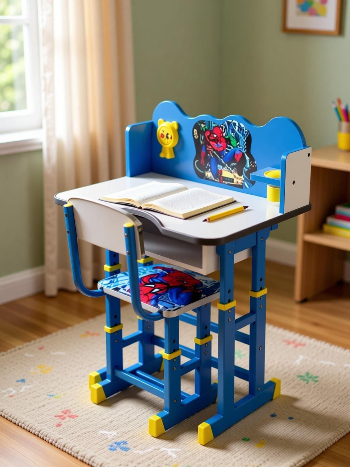 Image of Puci Baby Desk Chair for Kids Study Table Chair with Cartoon Printed & High Backrest Metal Desk Chair