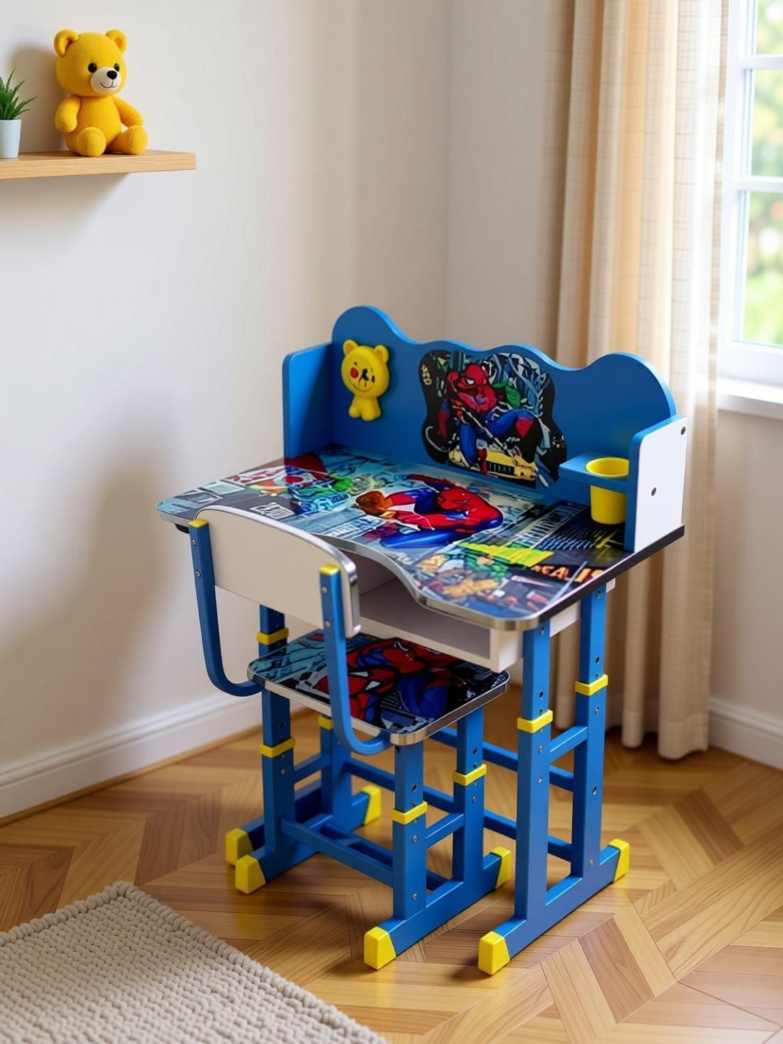 Image of Puci Baby Desk Chair for Kids Study Table Chair with Cartoon Printed & High Backrest Metal Desk Chair