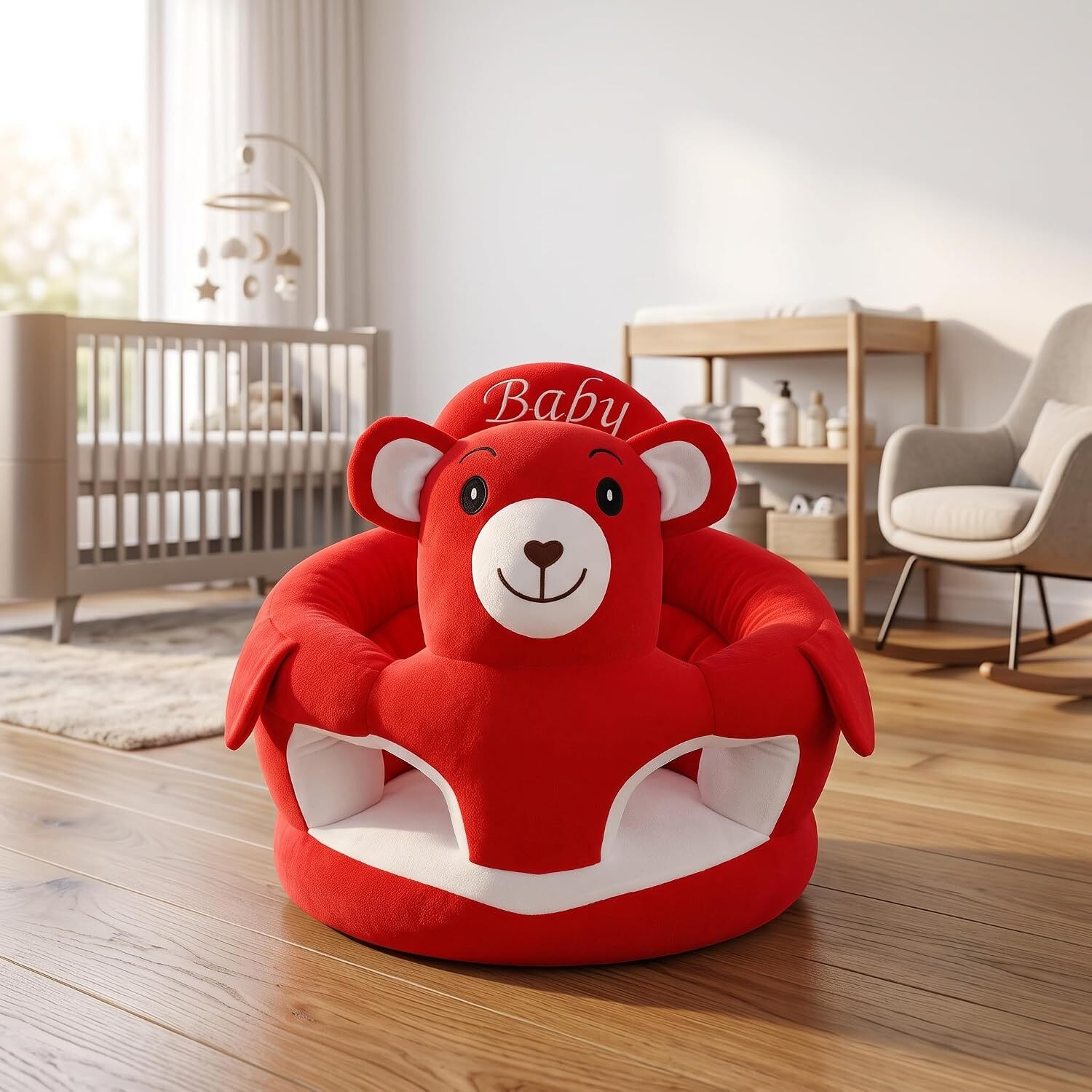 Image of VEERA HOMES Kids Chair for seating Fabric Sofa (Finish Color - Red, Pre-assembled)